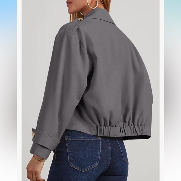 NWT Dokotoo Womens Cropped Trench Coats Double Breasted Blazer w/ Pockets - Picture 2 of 6